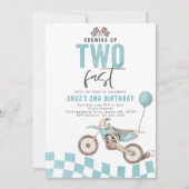 Zwei blaue Bike-Bike-Junge zum Geburtstag wachsen Einladung (Vorderseite)