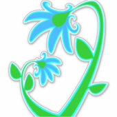 Zwei blaue Blumen Aufkleber (Vorderseite)