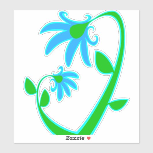 Zwei blaue Blumen Aufkleber (Blatt)