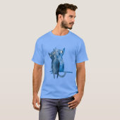 Zwei blaue Katzen Vintag T-Shirt (Vorne ganz)