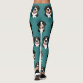 Zwei blaue Mit Augen Berner Hund Leggings (Rückseite)