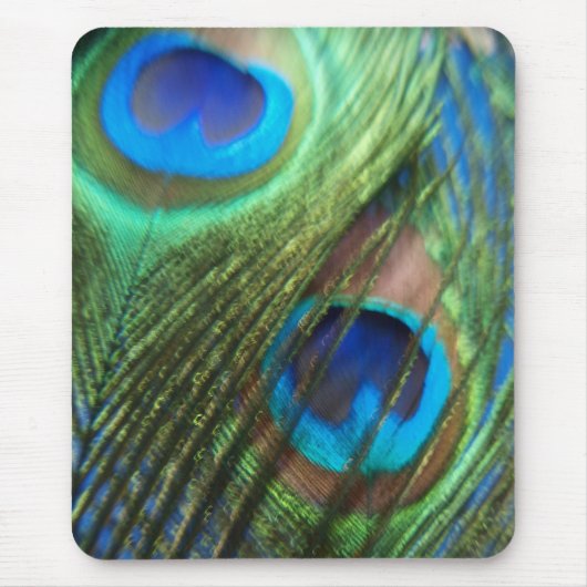 Zwei blaue Pfauenfeathers Mousepad (Vorne)