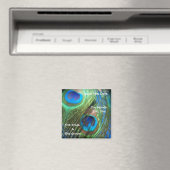 Zwei blaue Pfauenfedern, die das Datum einheizen Magnet (In Situ (Geschirrspüler))
