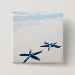 Zwei blaue Starfish am Rand des Wassers auf Button