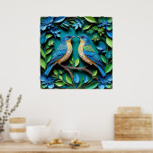 Zwei Blaue und Gelbe Vögel Poster (Küche)
