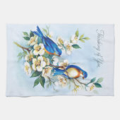 Zwei Blaue Vögel Geschirrtuch (Horizontal)