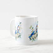 Zwei Blaue Vögel Kaffeetasse (Vorderseite Links)