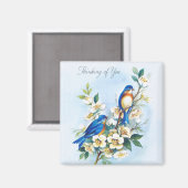Zwei Blaue Vögel Magnet (Vorderseite/Rückseite)