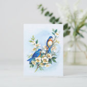 Zwei Blaue Vögel Postkarte (Stehend Vorderseite)
