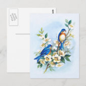 Zwei Blaue Vögel Postkarte (Vorne/Hinten)