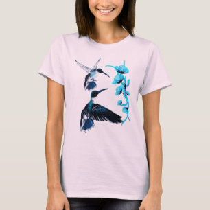 Zwei blaues Kolibri-Shirt T-Shirt