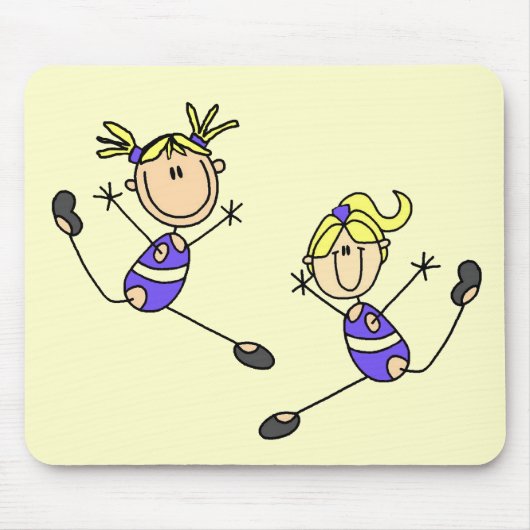 Zwei blonde Mädchengymnast-T-Shirts und Geschenke Mousepad (Vorne)