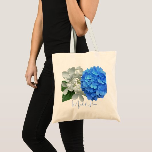 Zwei Blue Hydrangeas Personalisiert Name Tasche (Vorderseite (Produkt))