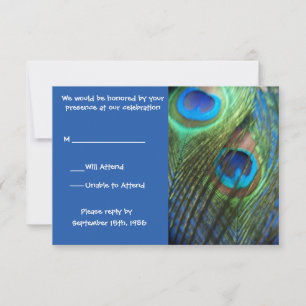 Zwei Blue Peacock Feathers UAWG RSVP Karte