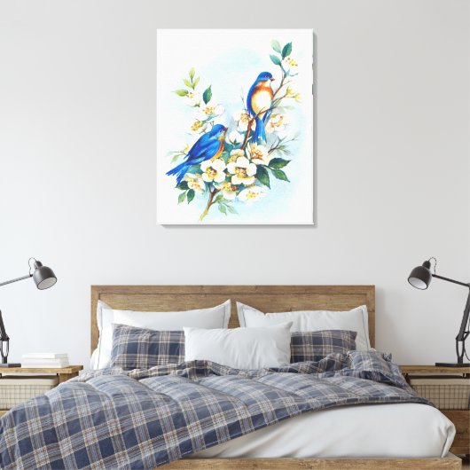 Zwei Bluebirds Leinwanddruck (Insitu (Schlafzimmer))