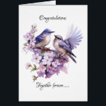 Zwei Bluebirds Liebe Hochzeit<br><div class="desc">Ein wunderschönes,  elegantes Bluebirds Hochzeitskarte-Sprichwort "Herzlichen Glückwunsch" "Together Forever"</div>