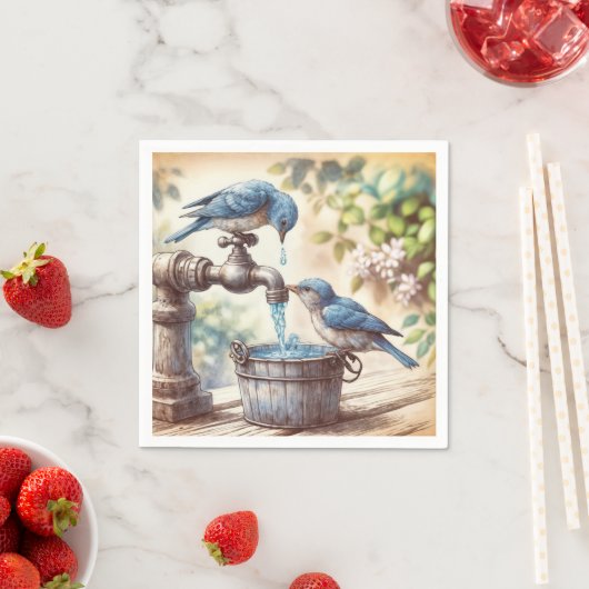 Zwei Bluebirts auf einem Faucet Serviette (Beispiel)