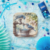 Zwei Bluebirts auf einem Retro-Faucet Pappteller (Party)