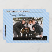 Zwei Blule Streifen Holiday 5 Fotos Card (Vorne/Hinten)