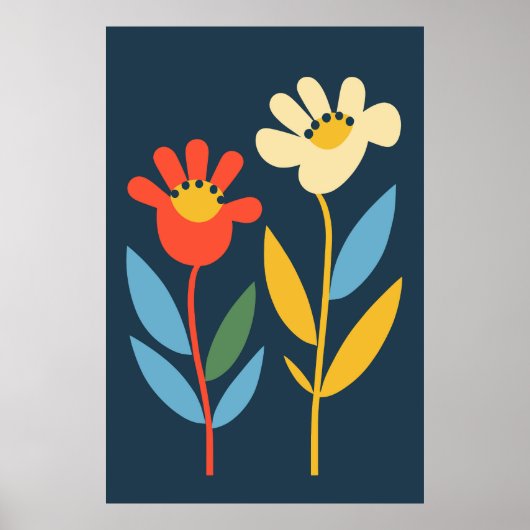 Zwei Blume Abstraktes Botanisches Poster (Vorne)