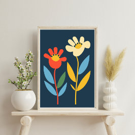 Zwei Blume Abstraktes Botanisches Poster