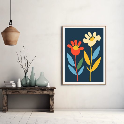 Zwei Blume Abstraktes Botanisches Poster