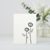 Zwei Blume Einfache Linie Zeichnend Postkarte (Stehend Vorderseite)