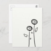 Zwei Blume Einfache Linie Zeichnend Postkarte (Vorne/Hinten)