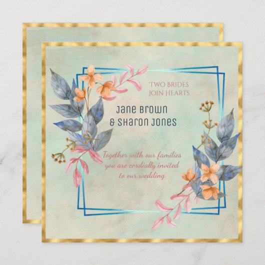 Zwei Blume in Lesbian Einladung (Vorne/Hinten)