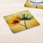 Zwei Blume Rechteckiger Pappuntersetzer (angewinkelt)