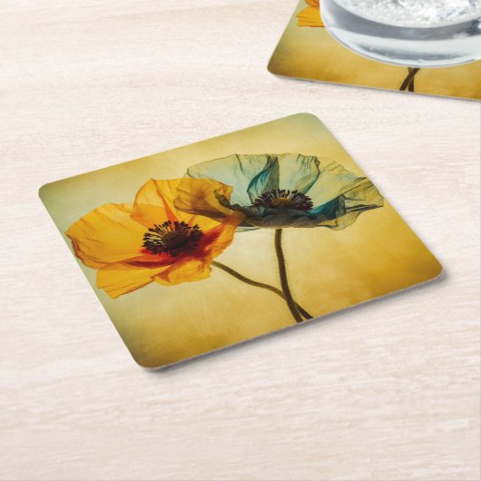 Zwei Blume Rechteckiger Pappuntersetzer (angewinkelt)