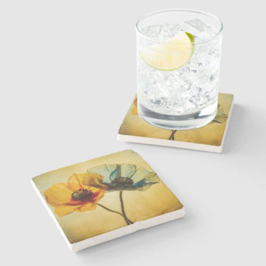 Zwei Blume Steinuntersetzer (Seitenansicht)