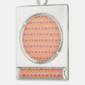 Zwei Blumenrosen Banner-Ornament Silber (Links)