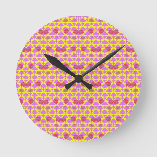 Zwei Blumenrosen Runde Wanduhr (Vorderseite)