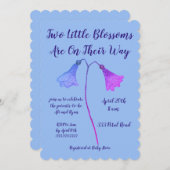 Zwei Blüten Indigo Blume Twins Kinderdusche Einladung (Vorne/Hinten)