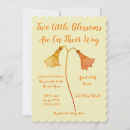 Zwei Blüten Orange Blume Twins Kinderdusche Einladung