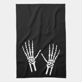 Zwei Bony Skeleton Hands Geschirrtuch