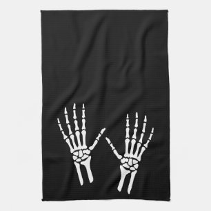 Zwei Bony Skeleton Hands Geschirrtuch