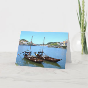 Zwei Boote auf dem Douro, Portugal Feiertagskarte