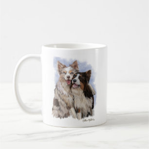 Zwei Border Collie Freunde Cartoon Kaffeetasse