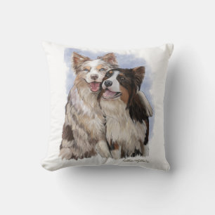 Zwei Border Collie Freunde Cartoon Kissen