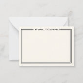 Zwei Border Minimalist Name Monogramm Mitteilungskarte (Vorderseite)