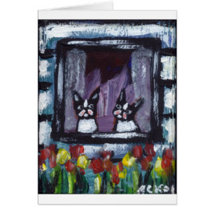 zwei bostons im Fenster