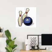 zwei Bowling-Buttone und Bowlingball-Design Poster (Heimbüro)
