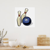 zwei Bowling-Buttone und Bowlingball-Design Poster (Küche)