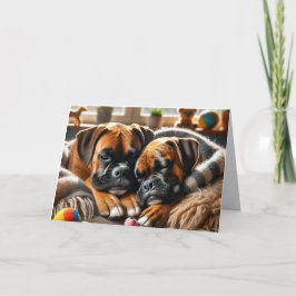 Zwei Boxer, ein Herz: Ein perfekt gepflastertes Ta Feiertagskarte