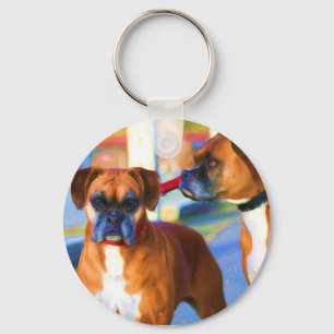 Zwei Boxer-Kunst-Schlüsselanhänger Schlüsselanhänger
