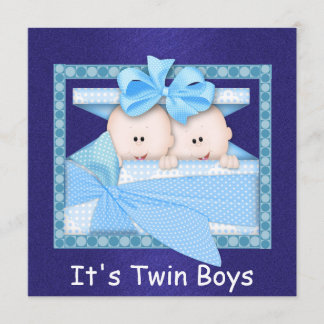 ZWEI BOYS BLUE Baby Shower Einladungen