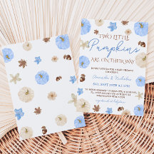 Zwei Boys Blue Pumpkin Fall Baby Dusche