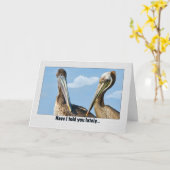 Zwei braune Pelikane Liebe und romanische Grußkart Karte (Gelbe Blume)